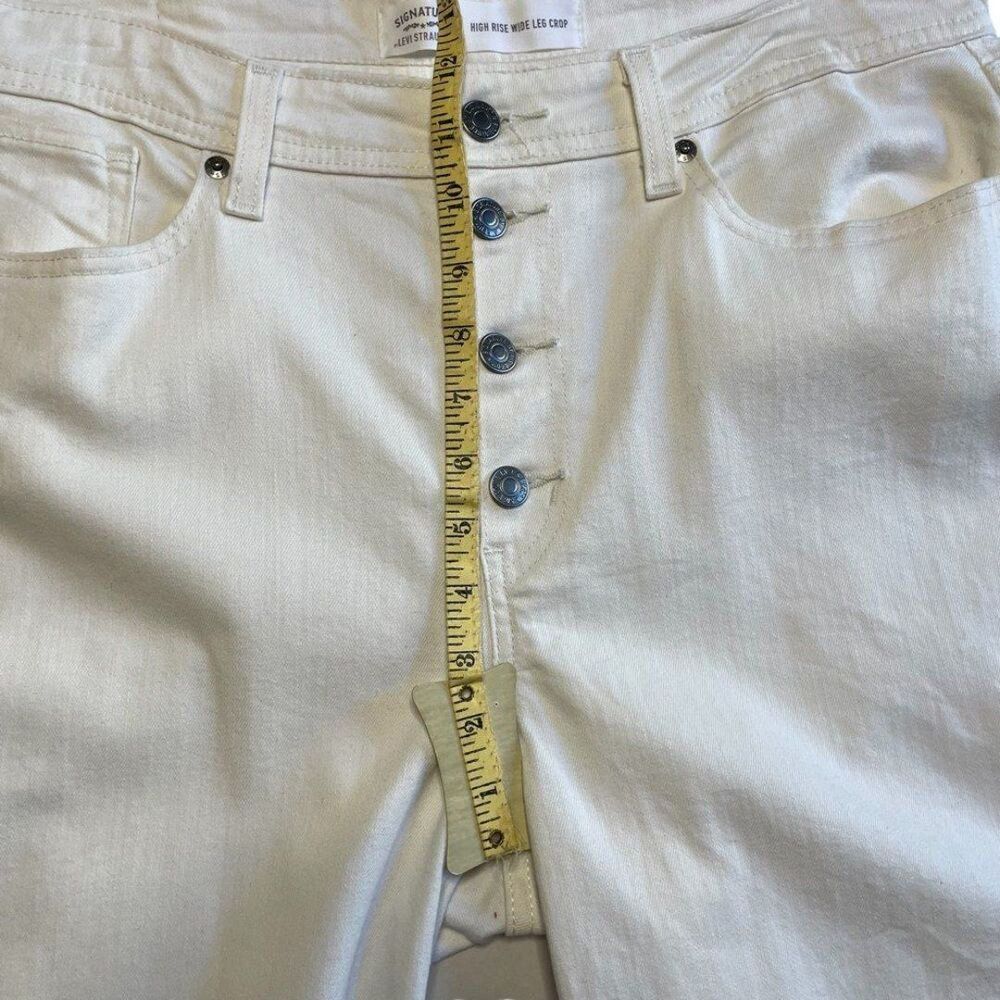 Levi Strauss Women's High Rise Wide Leg Crop Button Fly Off White Denim Size 14 - Picture 11 of 12